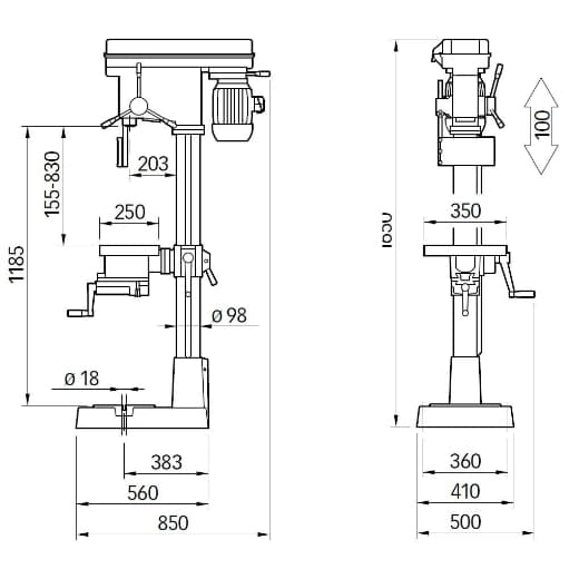 PREMIUM Highspeed-Säulenbohrmaschine V25E PGM – Bild 2