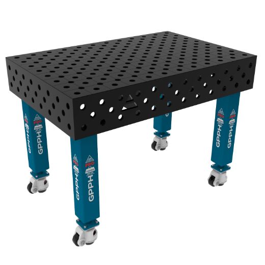 Edelstahl Schweißtisch PLUS auf Rädern 1200x800 mm 28-diag