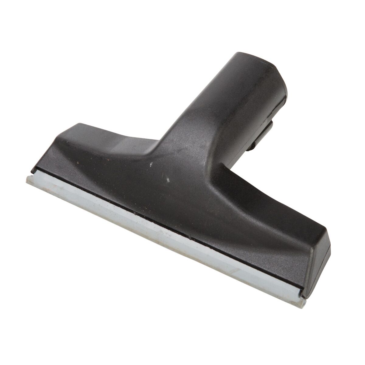 Schwarze Dampfreiniger-Düse mit integrierter Gummilippe, ideal zum Abziehen und Reinigen von Glas-, Spiegel- und glatten Oberflächen.