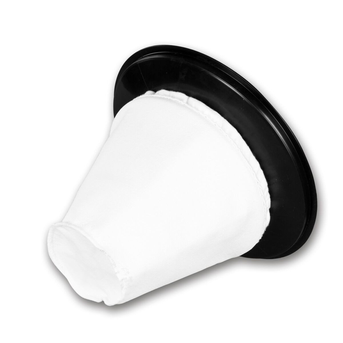 Weißer Filtereinsatz mit schwarzem Rand für Nass- und Trockensauger, einzeln abgebildet.