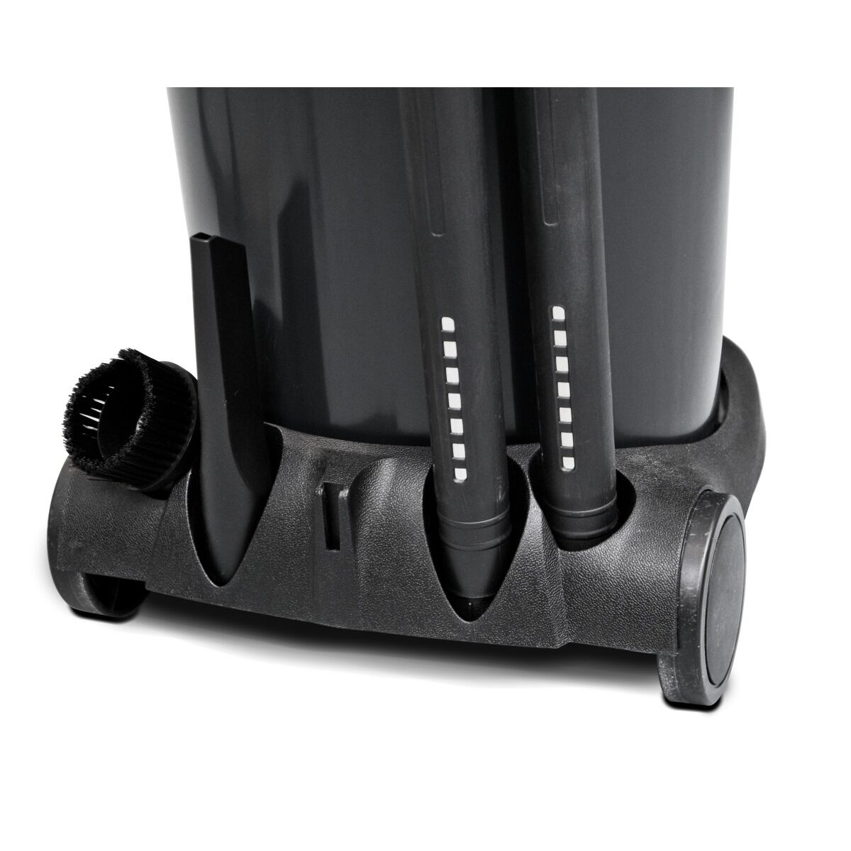 Aufbewahrung von Saugrohren und Düsen im Halter am Saugerfuß, Detailansicht.