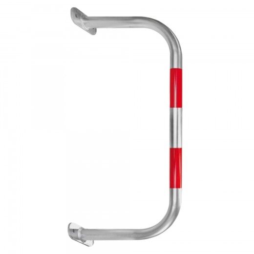 Langer, silberner U-förmiger Metallbügel mit zwei roten Streifen und Befestigungslöchern an beiden Enden.