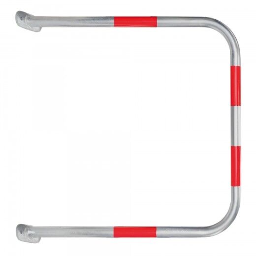Langer, U-förmiger Metallbügel in Silber mit vier roten Streifen, Ansicht von oben auf weißem Hintergrund.