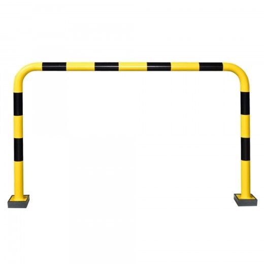 Breiter Rammschutzbügel in gelb-schwarzer Warnoptik – ideal zum Schutz von Verkehrswegen, Maschinen und sensiblen Bereichen.