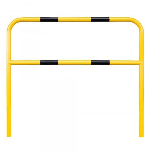 Breiter gelber Stahlbügel mit Querstrebe und schwarzen Markierungen, ohne sichtbare Befestigungselemente.