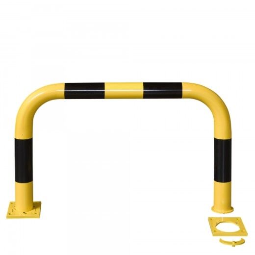 Rammschutzbügel mit Schnellmontage-Funktion in gelb-schwarzer Ausführung – ideal für flexible Absicherung in Industrie und Lager.