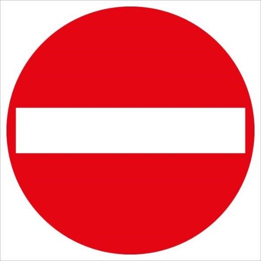 Roter Kreis mit weißen waagrechten Strich in der Mitte