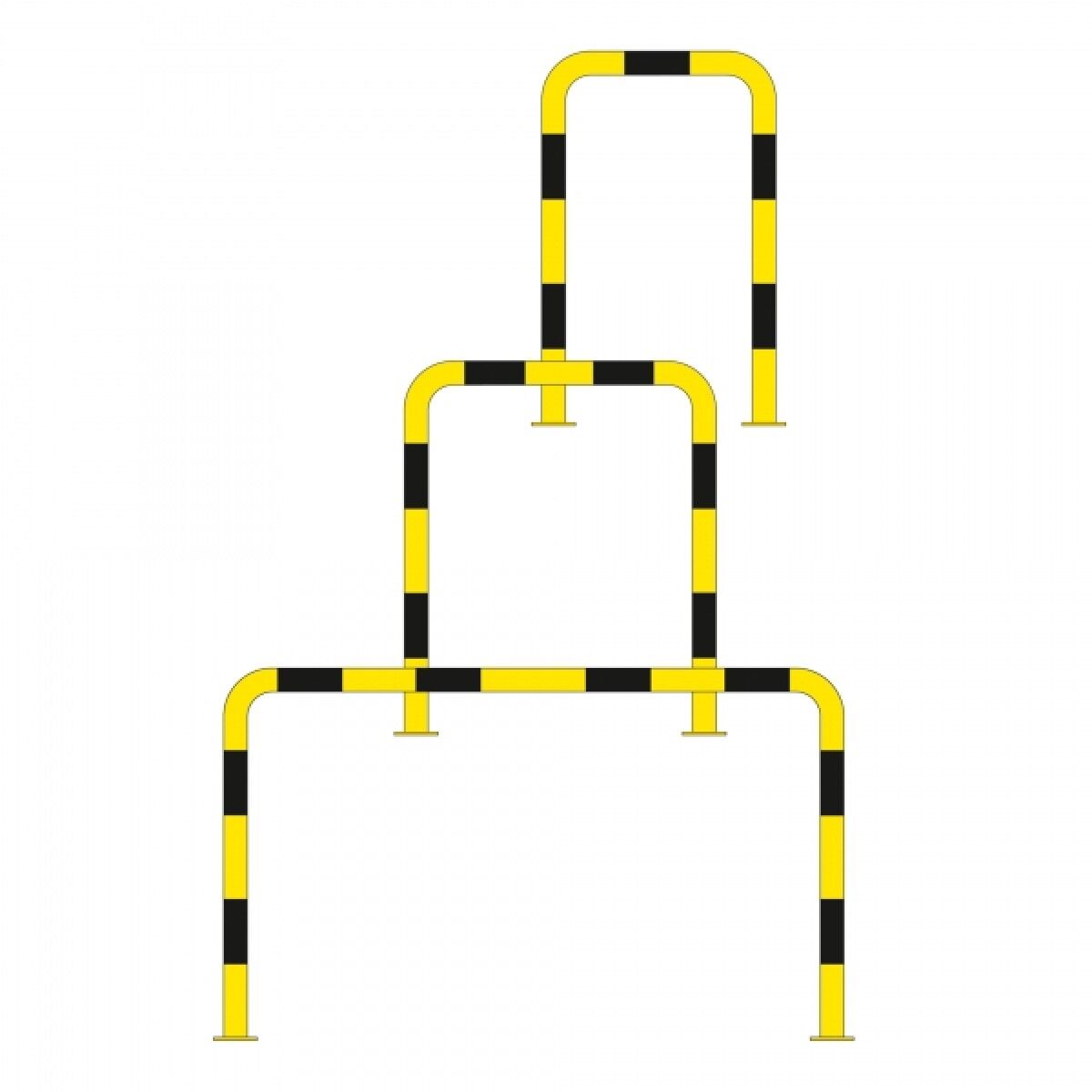 Grafik mit mehreren gelb-schwarz markierten U-Bügeln in verschiedenen Höhen, teilweise überlappend dargestellt, auf weißem Hintergrund.