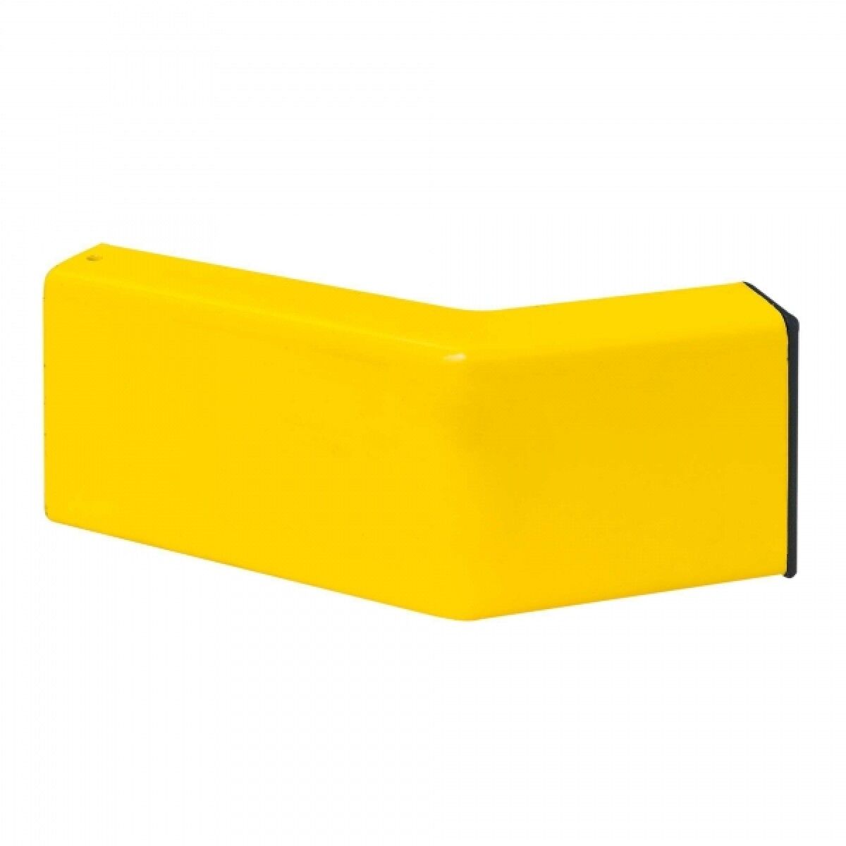 Gelber L-förmiger Eckschutz, Außenansicht, rechte Stirnseite mit schwarzer Endkappe.