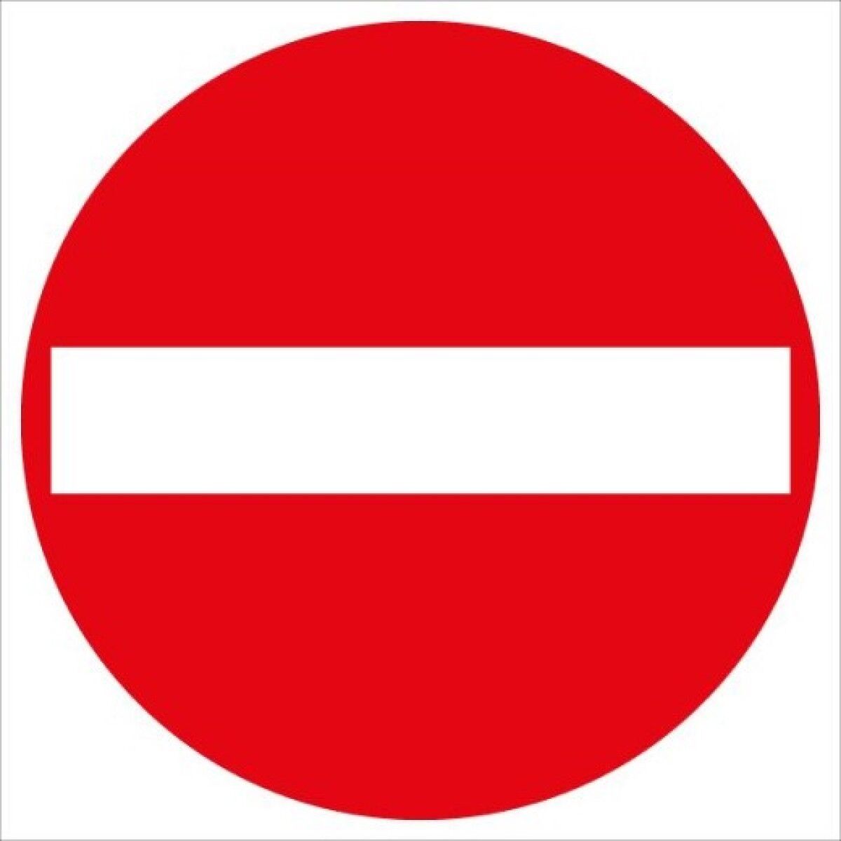 Rundes Verkehrszeichen mit roter Fläche; waagerechter weißer Balken in der Mitte auf rotem Hintergrund.