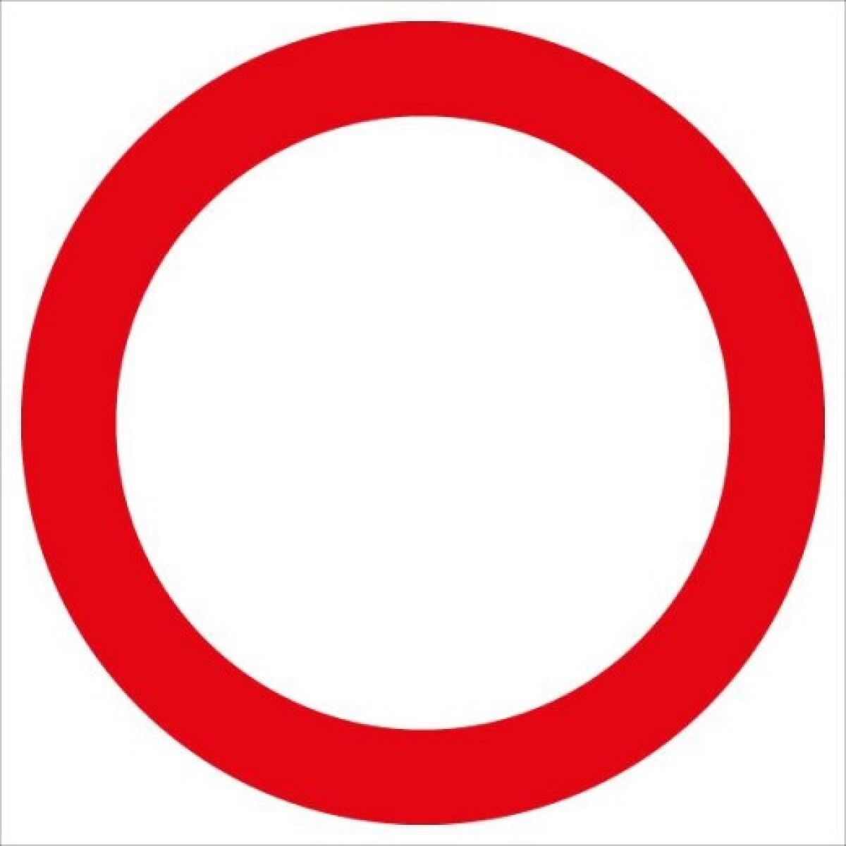 Rundes Verkehrszeichen mit rotem Rand und weißer Innenfläche; kein Symbol im Inneren.