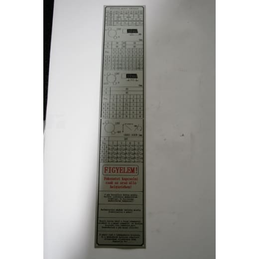 Vorschubtabelle 'UNGARISCH'