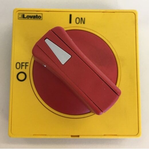 Hauptschalter-Abdeckung rot/gelb