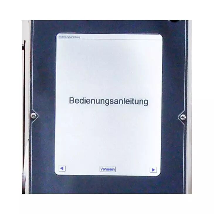 Bildschirm mit dem Text „Bedienungsanleitung“ in einfacher Ansicht.