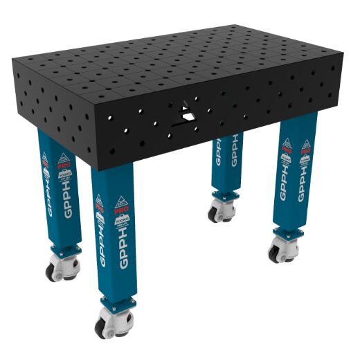 Edelstahl Schweißtisch PLUS auf Rädern 1000x600 mm 16-diag