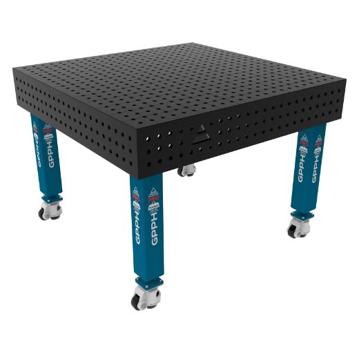 Edelstahl Schweißtisch PRO auf Rädern 1200x1200 mm 16-50x50