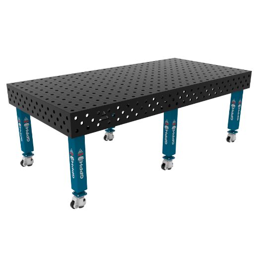 Edelstahl Schweißtisch PLUS auf Rädern 2400x1200 mm 28-100x100