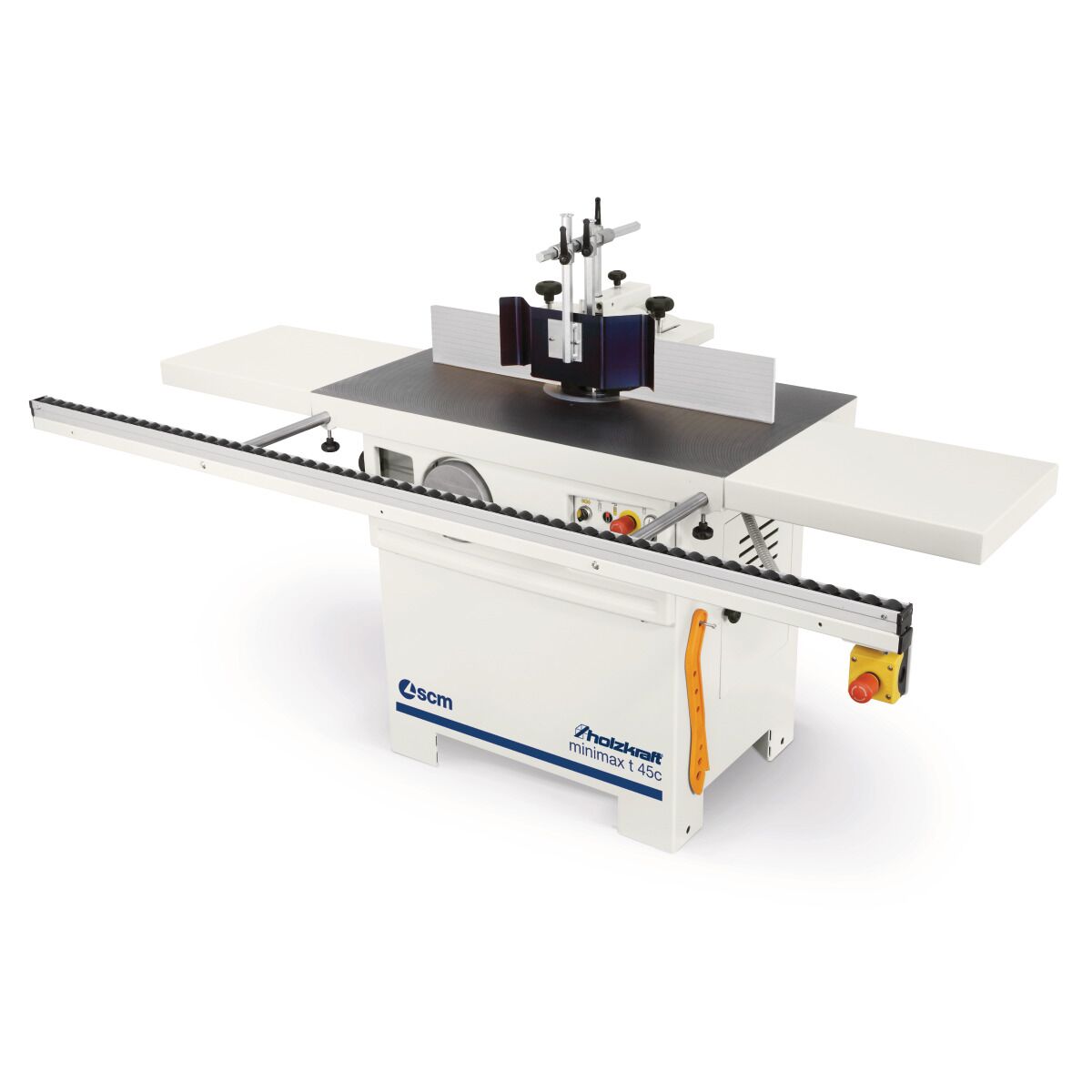 Tischfräsmaschine Holzstar minimax t 45c mit Fräsanschlag, Schutzhaube, Tischverlängerungen und Rollenbahn