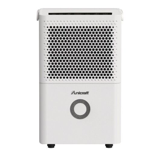 Kompakter Luftentfeuchter von Unicraft in modernem Design – ideal zur Feuchtigkeitsregulierung in Wohn- und Kellerräumen.