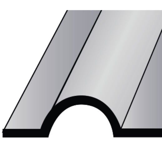 Grafische Darstellung eines Blechprofils mit halbrunder Sicke.