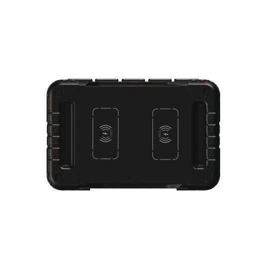 Oberseite der Powerstation PPS 2400 mit zwei Flächen für kabelloses Laden.