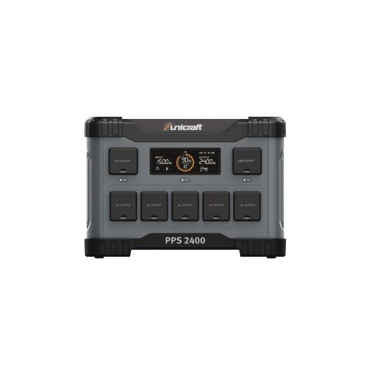 Frontansicht der Powerstation PPS 2400 mit geschlossenen Abdeckklappen.