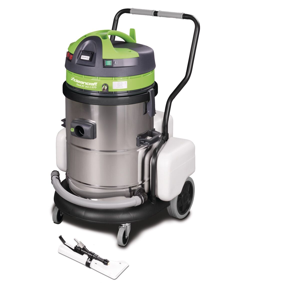Cleancraft flexCAT 262 IFP mit Sprühdüse und Schlauchzubehör davor.