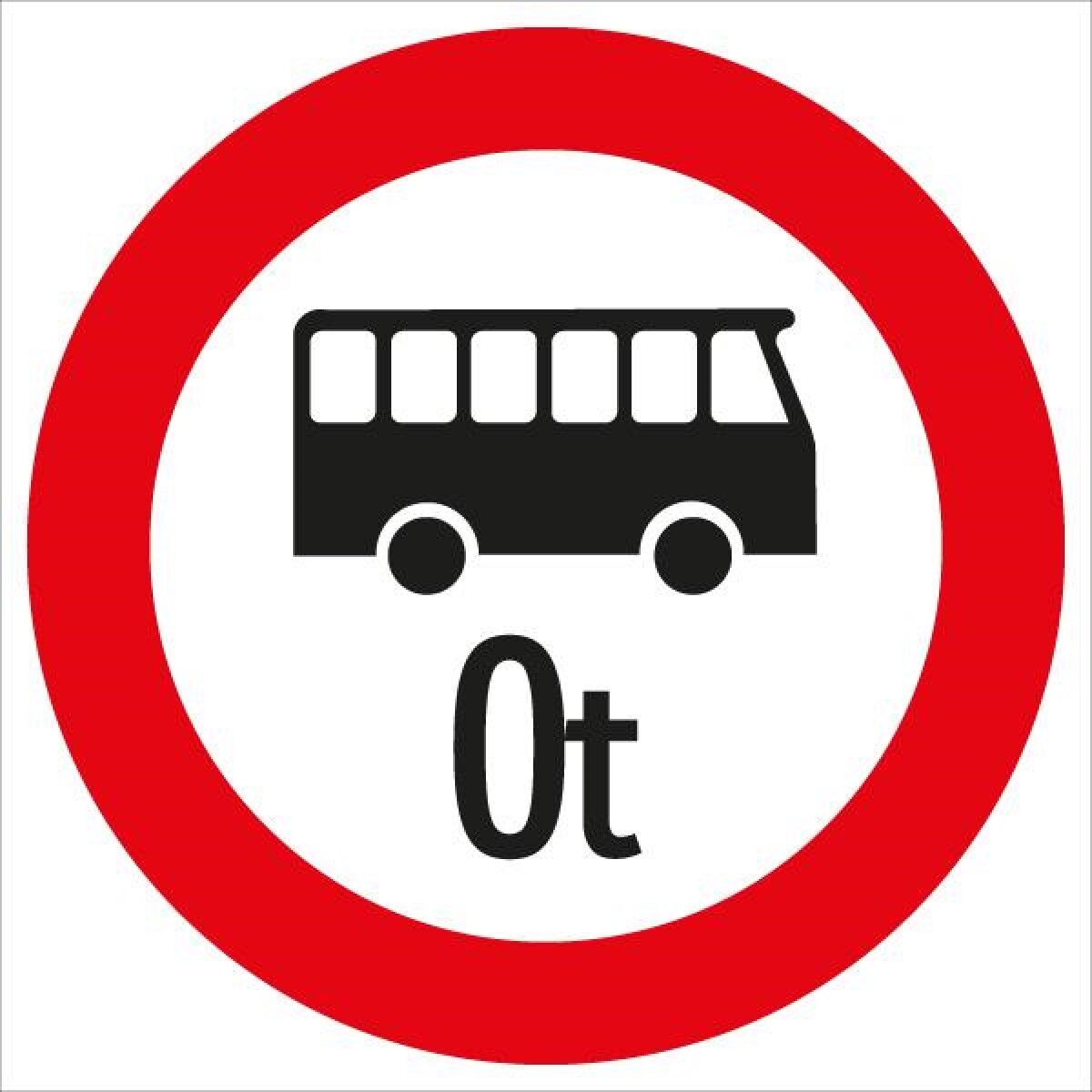 Verkehrszeichen: Weißer Kreis mit rotem Rand, schwarzem Bus & Länge in Meter. Bedeutet: Fahrverbot für Omnibusse mit Gewichtsangabe.