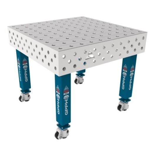 Edelstahl Schweißtisch PRO auf Rädern 1000x1000 mm 28-100x100
