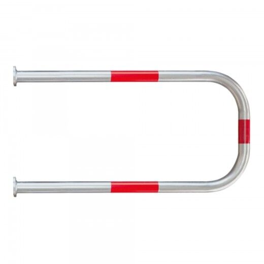 Langer, U-förmiger Metallbügel in Silber mit drei roten Streifen, Ansicht von oben auf weißem Hintergrund.