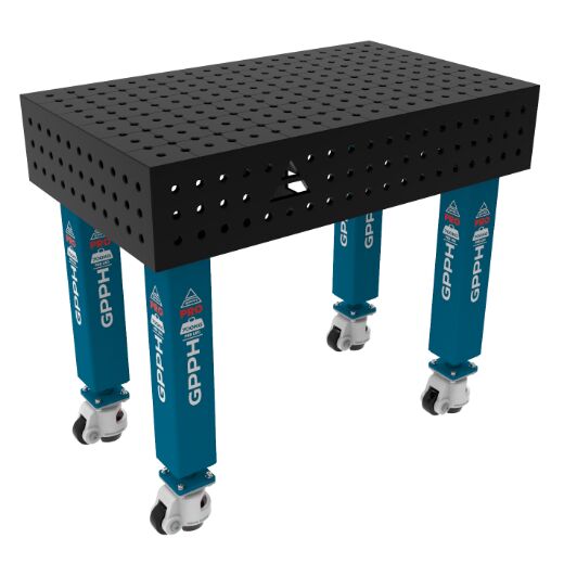 Edelstahl Schweißtisch PLUS auf Rädern 1000x600 mm 16-50x50