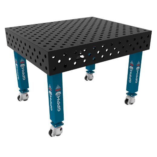 Edelstahl Schweißtisch PRO auf Rädern 1200x1000 mm 28-diag