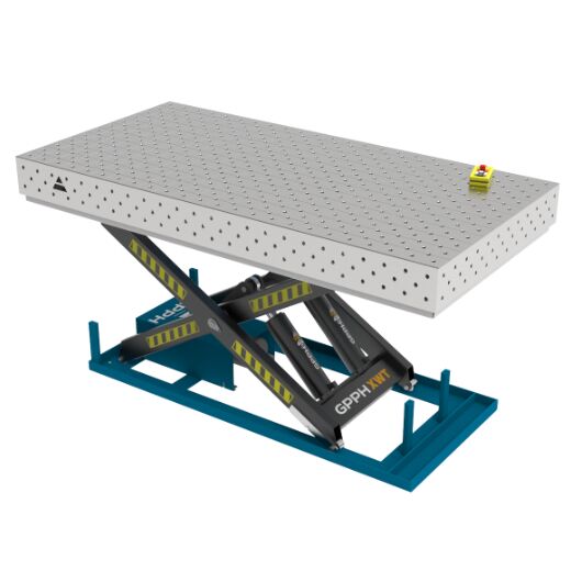 Edelstahl Schweiß Hubtisch PRO 2400x1200 mm 16-diag