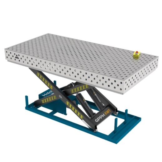 Edelstahl Schweiß Hubtisch PRO 2400x1200 mm 28-diag