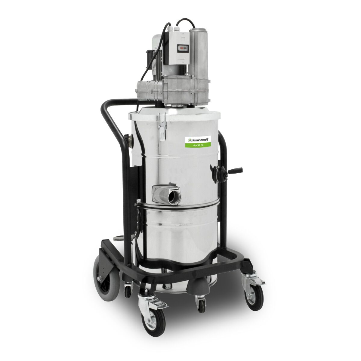 Trockensauger dryCAT 150 mit Edelstahlgehäuse und Fahrgestell.