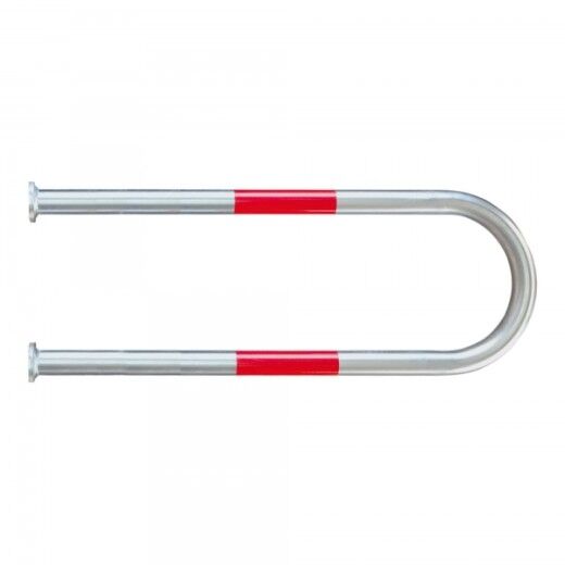 Langer, U-förmiger Metallbügel in Silber mit zwei roten Streifen, Ansicht von oben auf weißem Hintergrund.