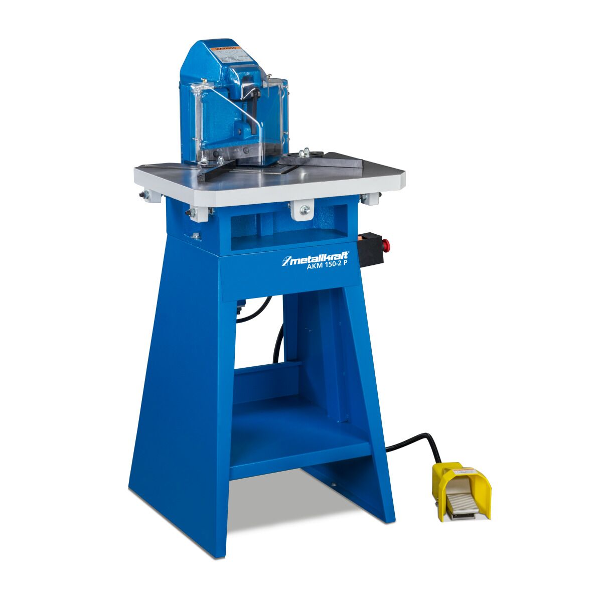 Gesamtansicht der AKM 150-2 auf stabilem Gestell mit großem Arbeitstisch.